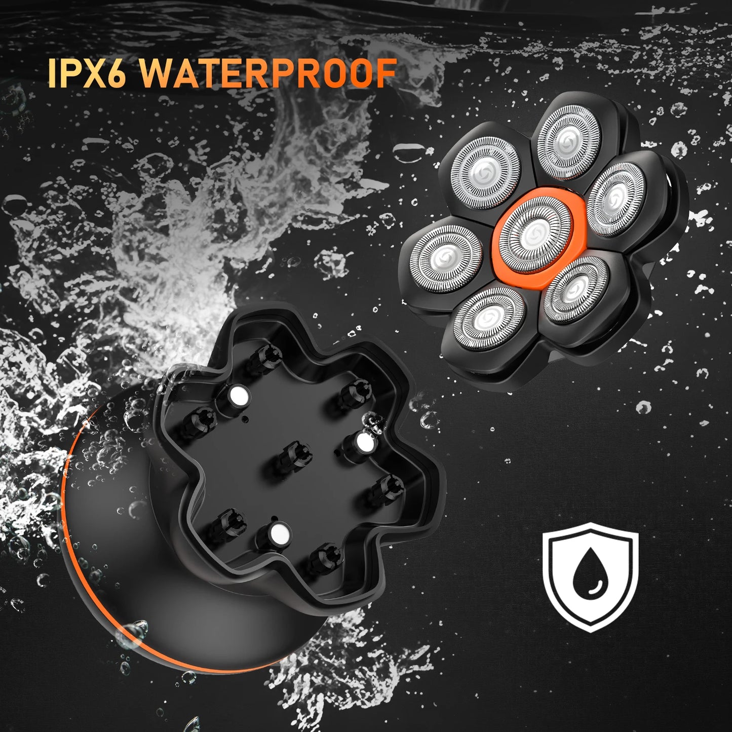 Afeitadora de Cabeza 7D: Eléctrica, Impermeable y Recargable para Calvos